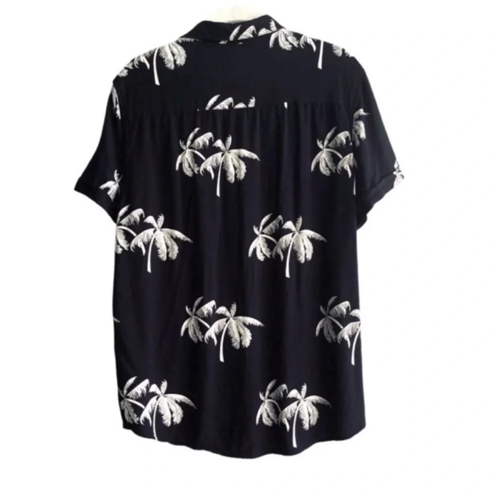 Michael Brandon Button Down Shirt Short Sleeve Slim Fit Black White Size M - Picture 4 of 10